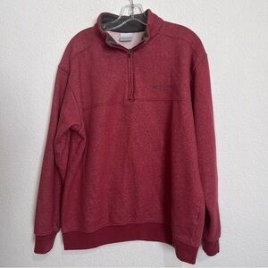 Columbia Heathered Red Mock Neck Quarter Zip Fleece Sweatshirt Large